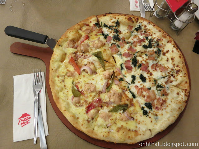 Pizza Hut, Tuscani, Gourmet BBQ Chicken, 3-Cheese Bacon & Spinach