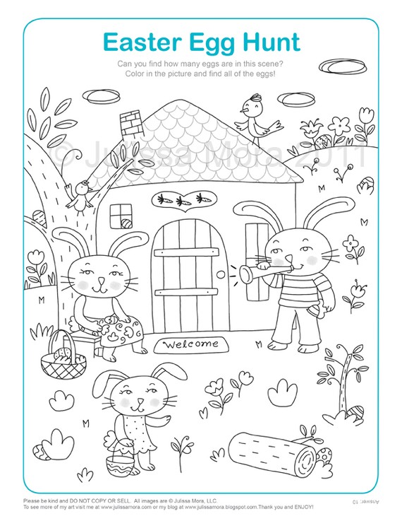 think this Easter Egg Hunt Coloring Printable from Julissa Mora on title=