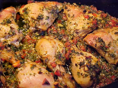 Cuisses de poulet à la coriandre, oignons verts, tomates et ail MVC-002F