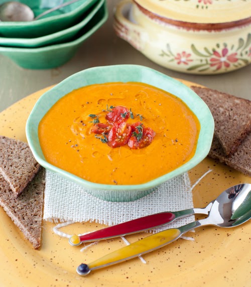 Roasted Tomato Bisque with Porcini Mushroom Oil at Cooking Melangery