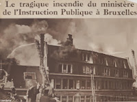 Ministerie van Openbaar Onderwijs te Brussel in lichterlaaie in 1947 Ministerie van Openbaar Onderwijs te Brussel in lichterlaaie in 1947