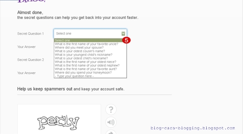 Menset pertanyaan dan jawaban akun email baru Yahoo Membuat email baru Yahoo, Menset pertanyaan dan jawaban akun email yahoo