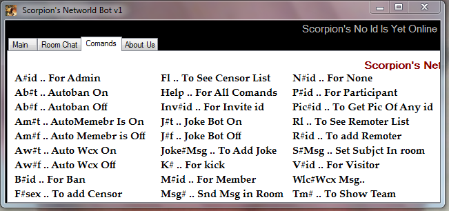 Scorpion's NetWorld Full Commands Bot With Chat Room Capture2
