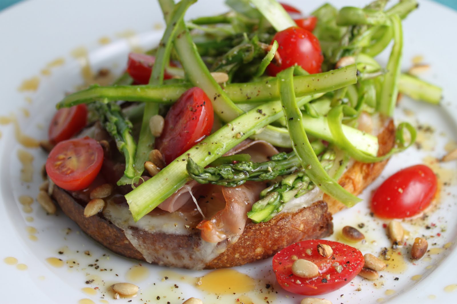 Tartine with Pesto, Prosciutto and Asparagus Salad The Café Sucre Farine