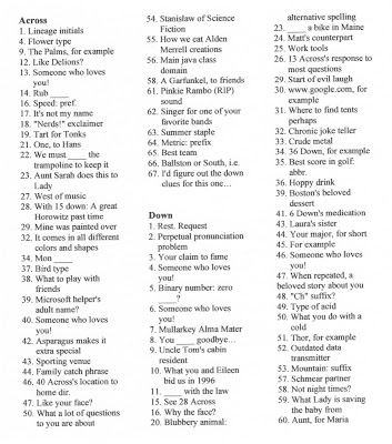 flat it out birthday crossword puzzle