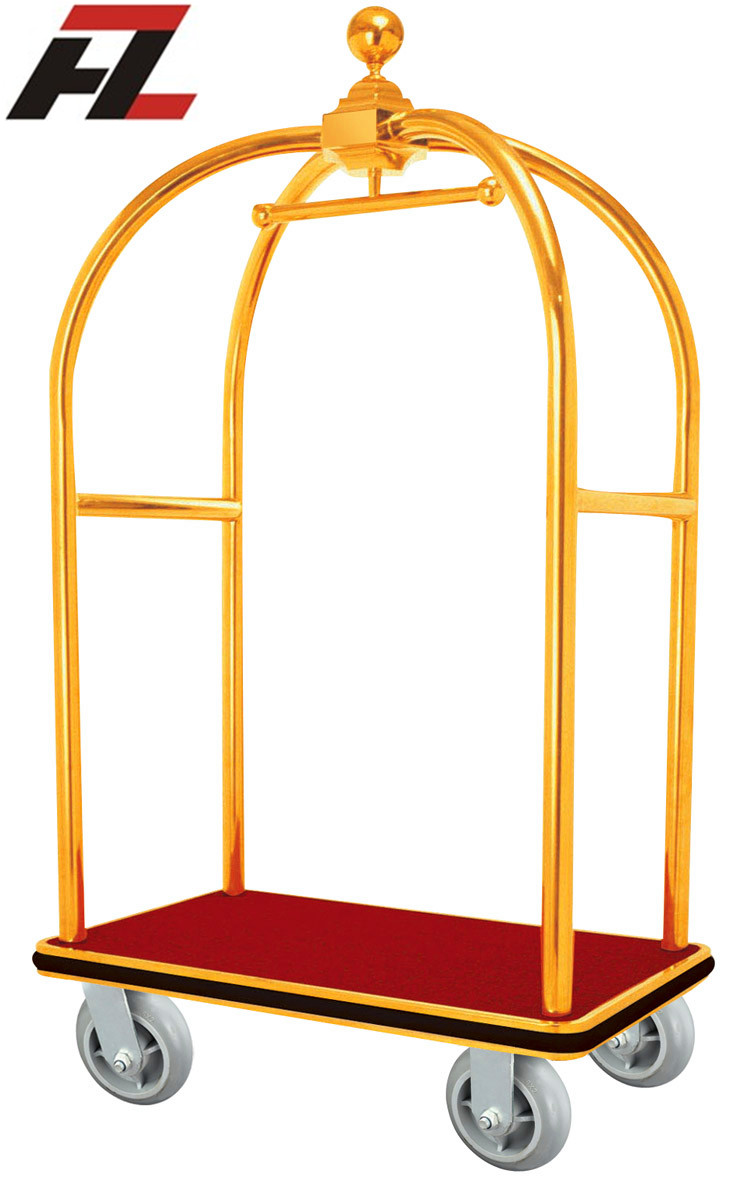 China hotel supplies manufacturer Titanium Gold Diamond Baggage Cart