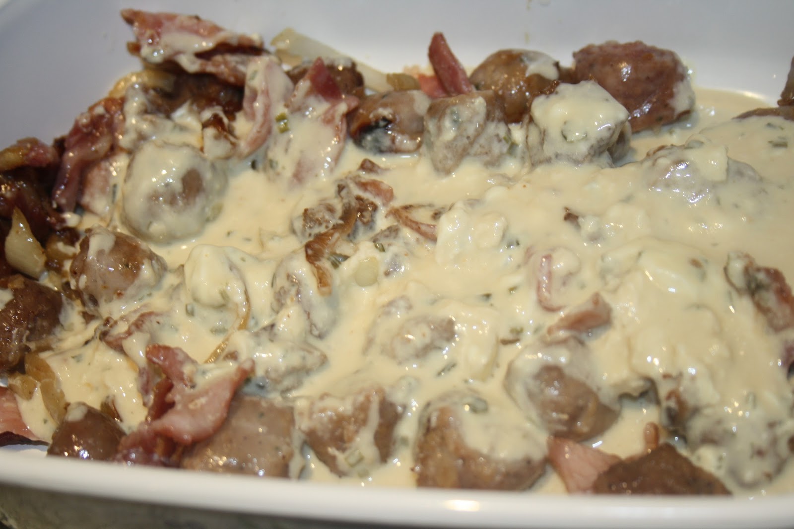 Caroline Makes.... Philadelphia Sausage, Bacon and Potato Bake