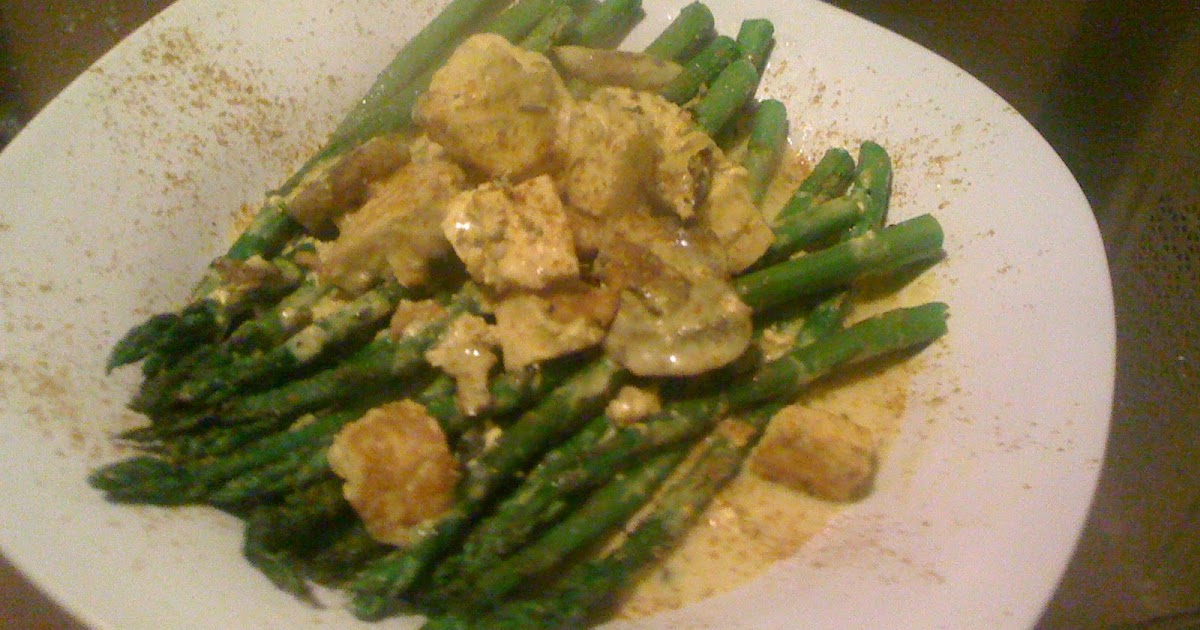 AfroVeganChick Roasted Asparagus With Coconut Mushroom And Tofu Cream