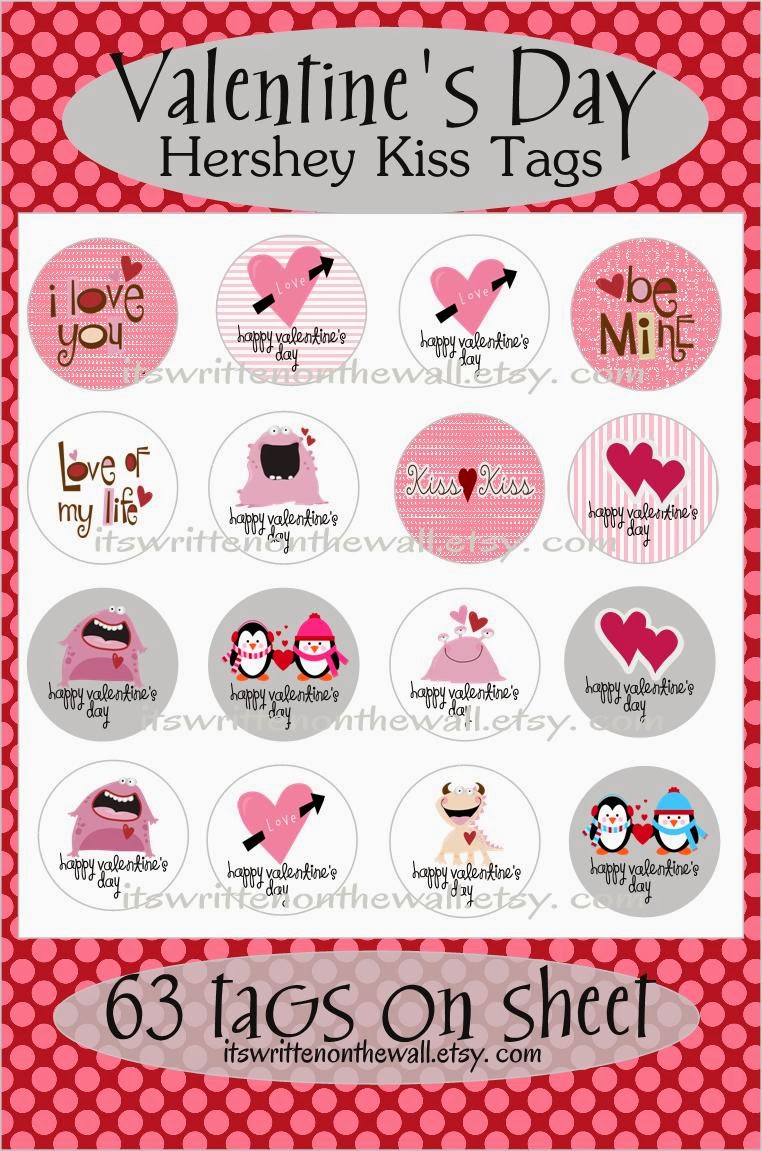 63 Valentine's Day Hershey Kiss Tags For Kids, Classmates and Teacher