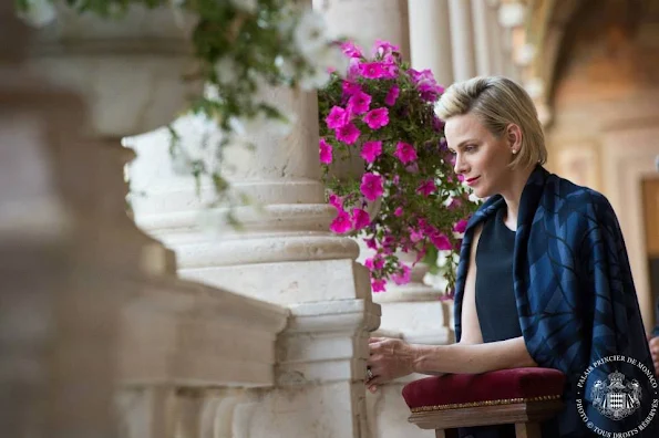 Princess Charlene of Monaco attended the celebrations of Corpus Christi from the Gallery of Hercules