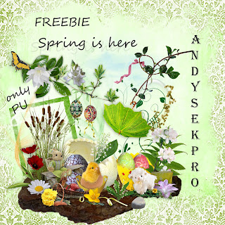 Free scrapbook kit "Spring is here" from andysekpro