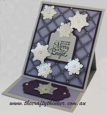 SU, Easel Card, Tags & Labels framelits, snowflakes, Pillow Top Card