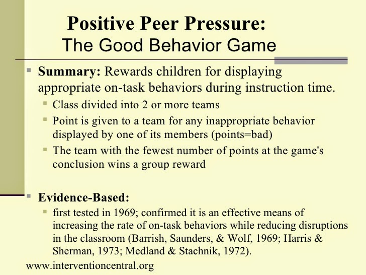 Peer Pressure Towards Negative Behaviour and Classroom