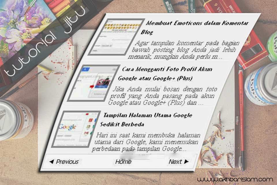 Membuat Artikel Terbaru disertai Tombol Home, Previous dan Next