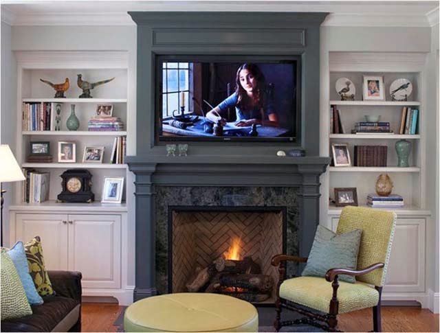 fireplace mantel and bookshelves plans