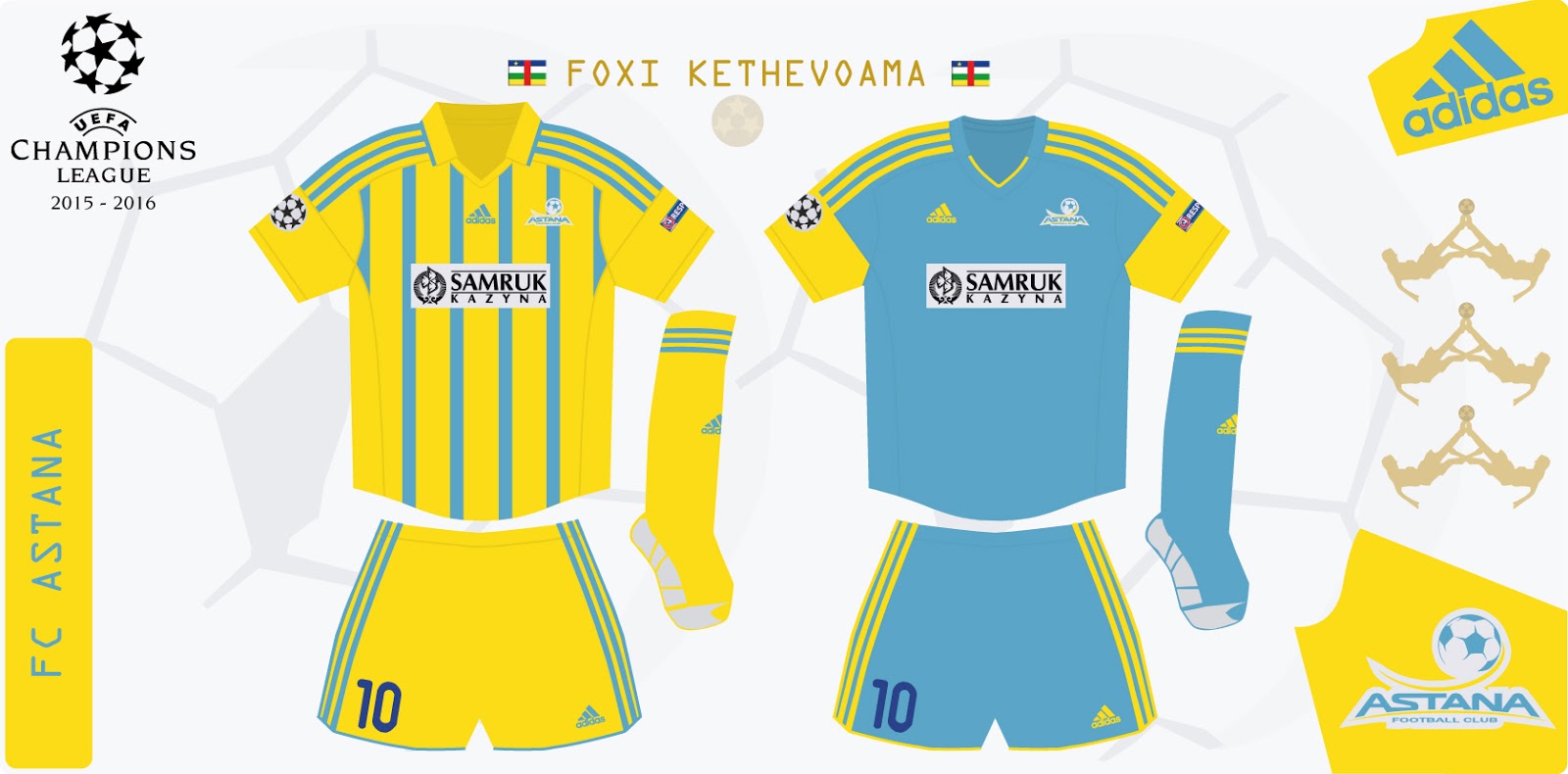 Design Futbol Kits FC Astana 2015 2016 (Champions League)