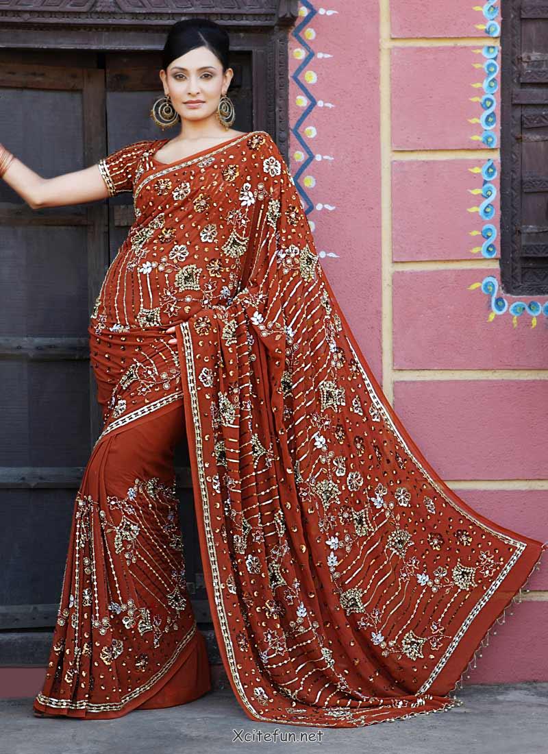 Indian Georgette Party Wear Embroidered Saree Beautiful Collection