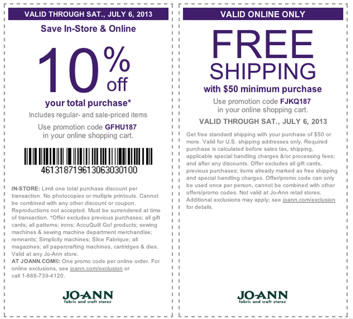 Shipping coupons for hobby lobby