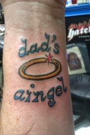 tatuaje que dice, dad´s angel