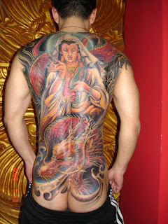 Wall Paint Asian Themed Back Tattoo Design