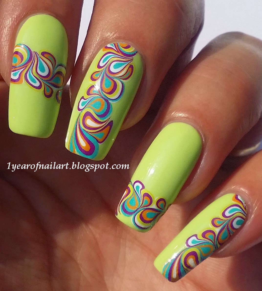 365+ days of nail art Water decals Artistic Vortex Pattern Born Pretty