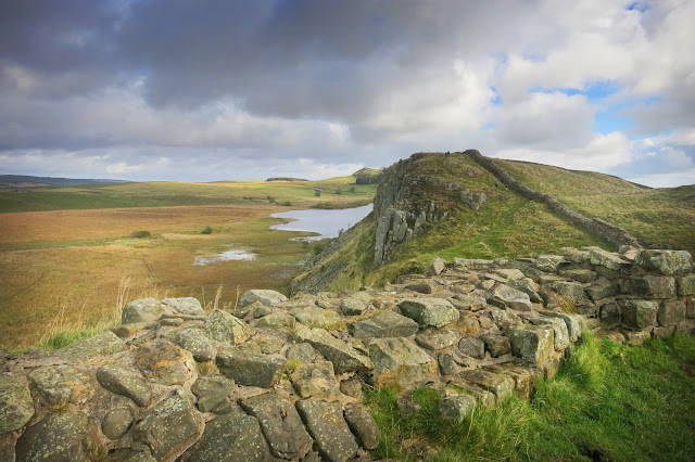 First glimpse of Highshield crags & Crag Loch, hadrians wall First glimpse of Highshield crags & Crag Loch, hadrians wall