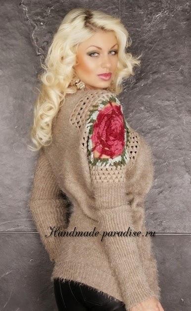 Вязаная одежда с розочками крючком