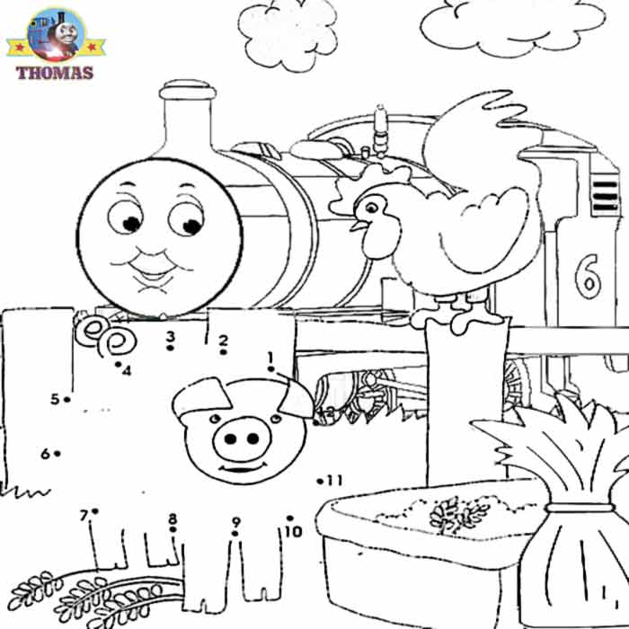 Kids games dot to dot numbers coloring pictures free online pig Thomas title=