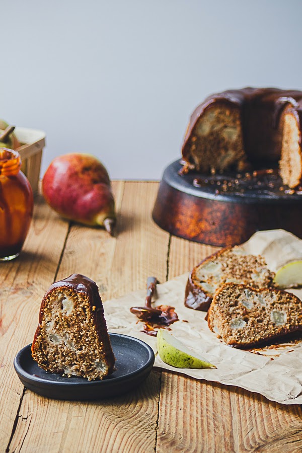 Pear Bundt Cake with Caramel Glaze This is a Sweet Blog Pear Bundt