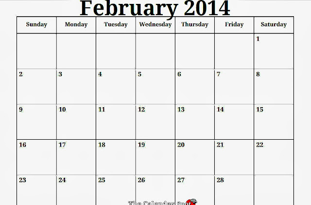 February 2014 Calendar Printable 1 Printable Calendar 2014 Blank 