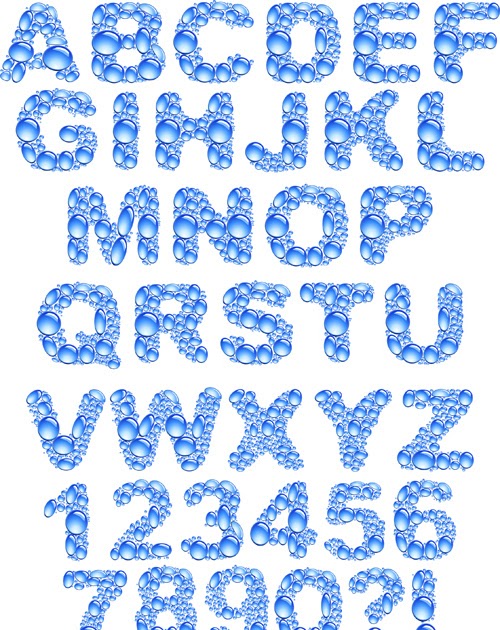 Quality Graphic Resources: Water Drops Vector Font