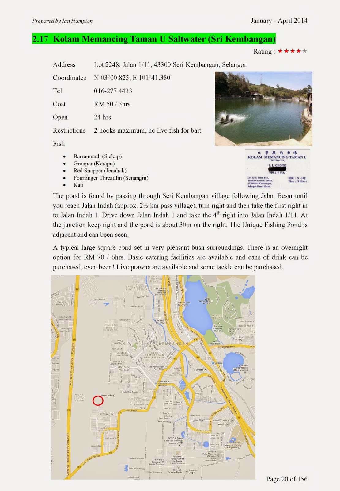 Kolam Pancing Fishing Ponds Selangor Kuala Lumpur Kolam Memancing Taman U Saltwater Sri Kembangan