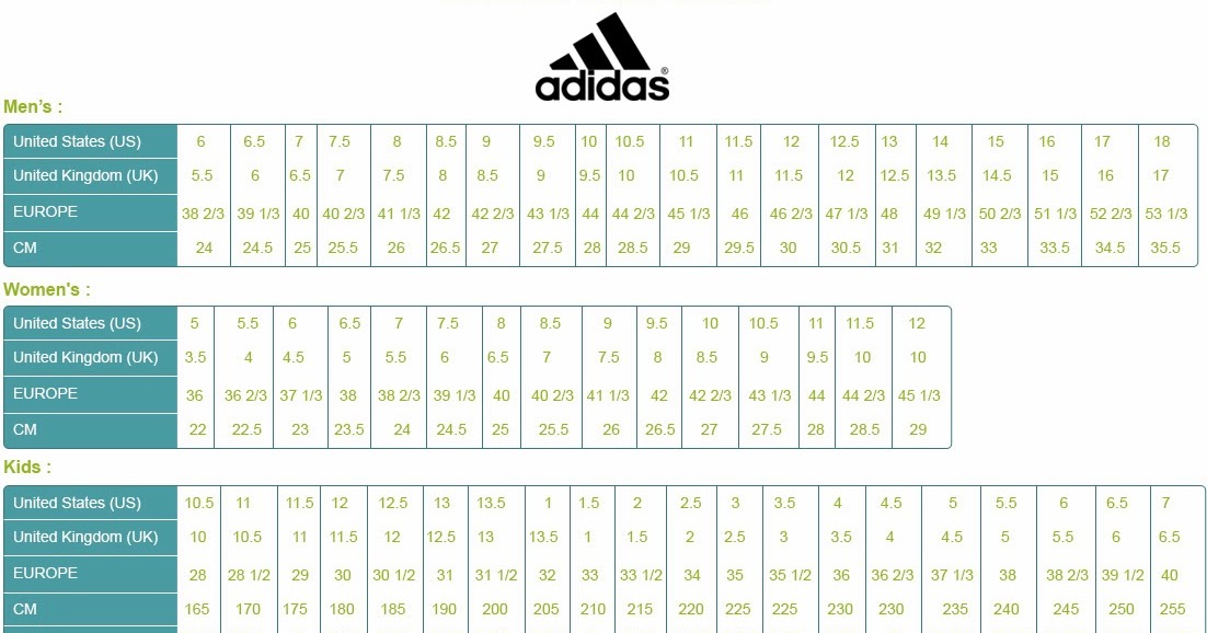 Adidas Men S Size Chart