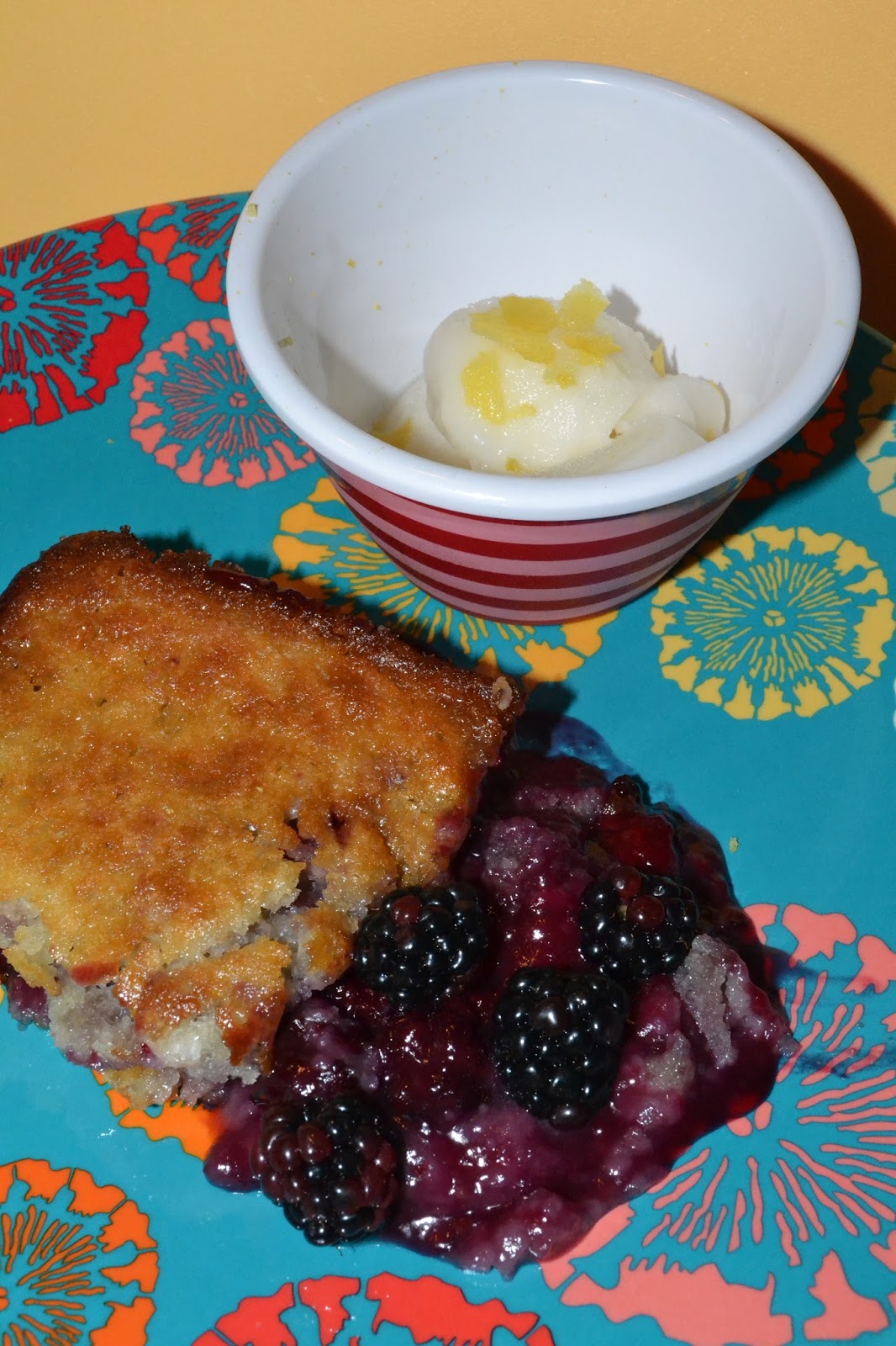 Market Bulletin Blog FEATURE RECIPE Blackberry Bourbon Cobbler with Lemon Sorbet