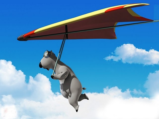 Flying bernard bear cartoon