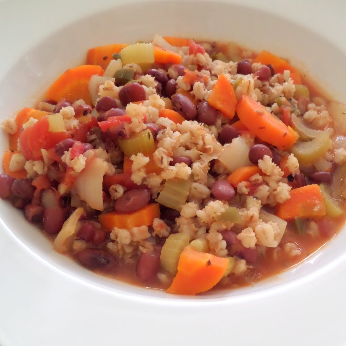 Bean and Barley Stew:  A healthy, meatless, stew with beans, barley, and veggies.