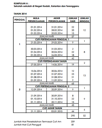 Panduan Takwim Cuti Sekolah Tahun 2014