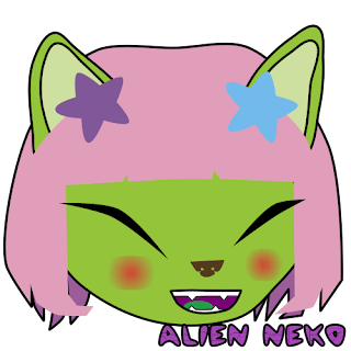 Happy alien neko emoji
