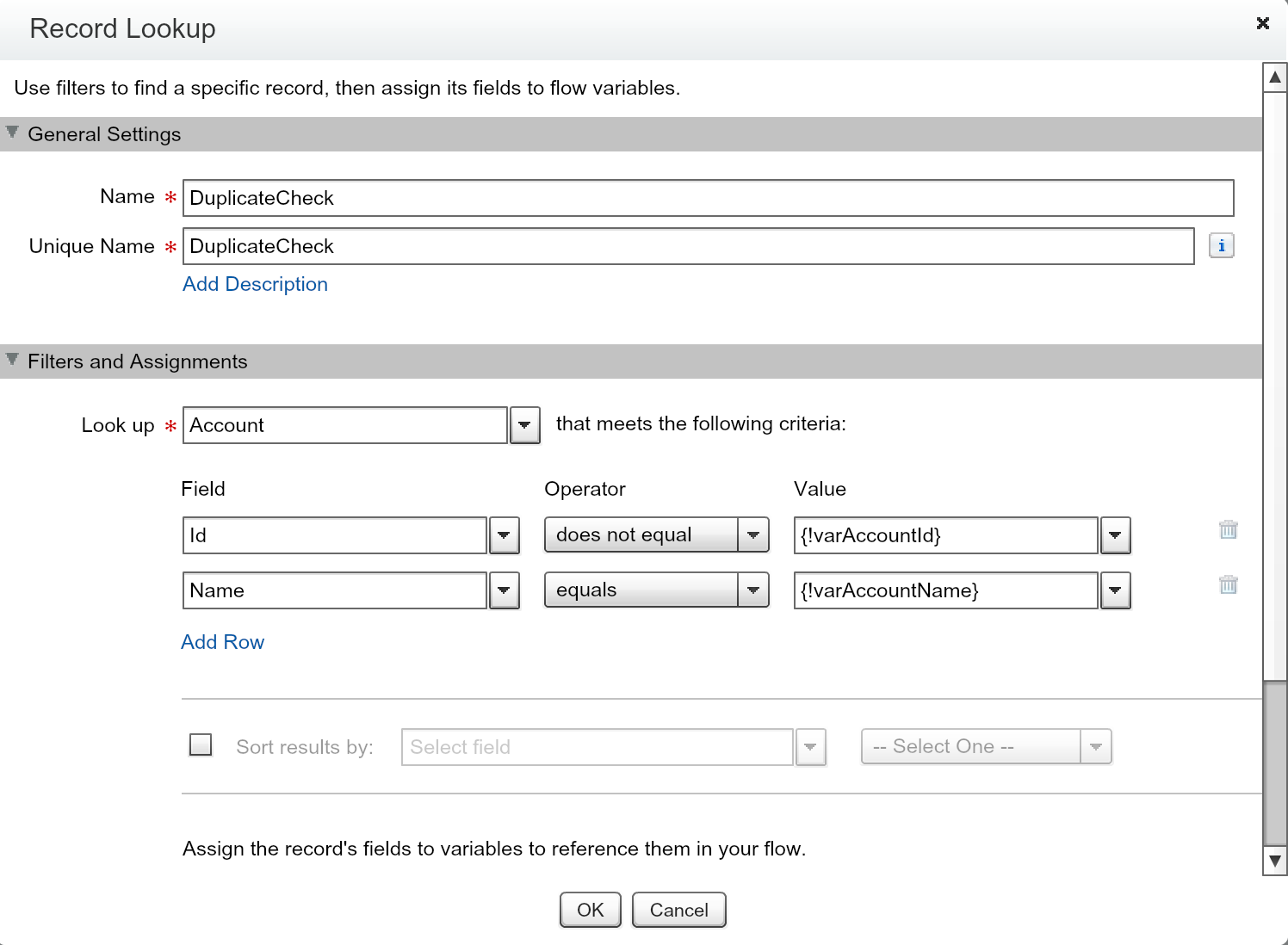 avoid duplicate records using flow duplicate check style