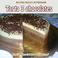 Tarta 3 chocolates galletas,mantequilla,cuajada,leche,nata,chocolate