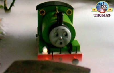 Thomas the train Percy the tank engine slipped into the sidings and buffered up to the freight cars