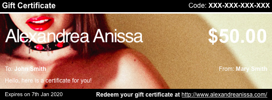 Alexandrea Anissa Gift Certificates 