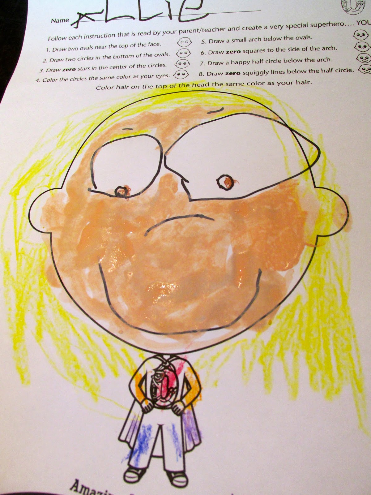 Zero Preschool art activity Hero Day