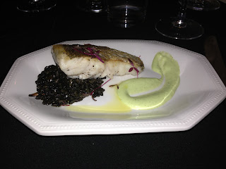 Calasparra Rice, Squid Ink, Seared Hake, Green alioli Calasparra Rice, Squid Ink, Seared Hake, Green alioli