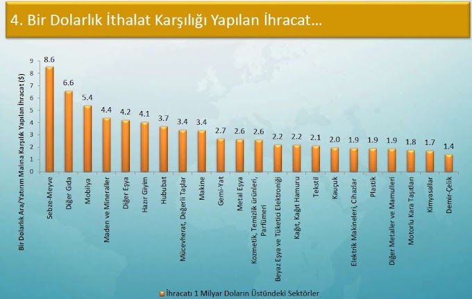Ekonomi Bakanı Çağlayan açıkladı: Türkiye’nin ithalata bağımlılığı %43. Peki hangi sektör 1 liralık ithalata karşılık ne kadar ihracat gerçekleştiriyor?