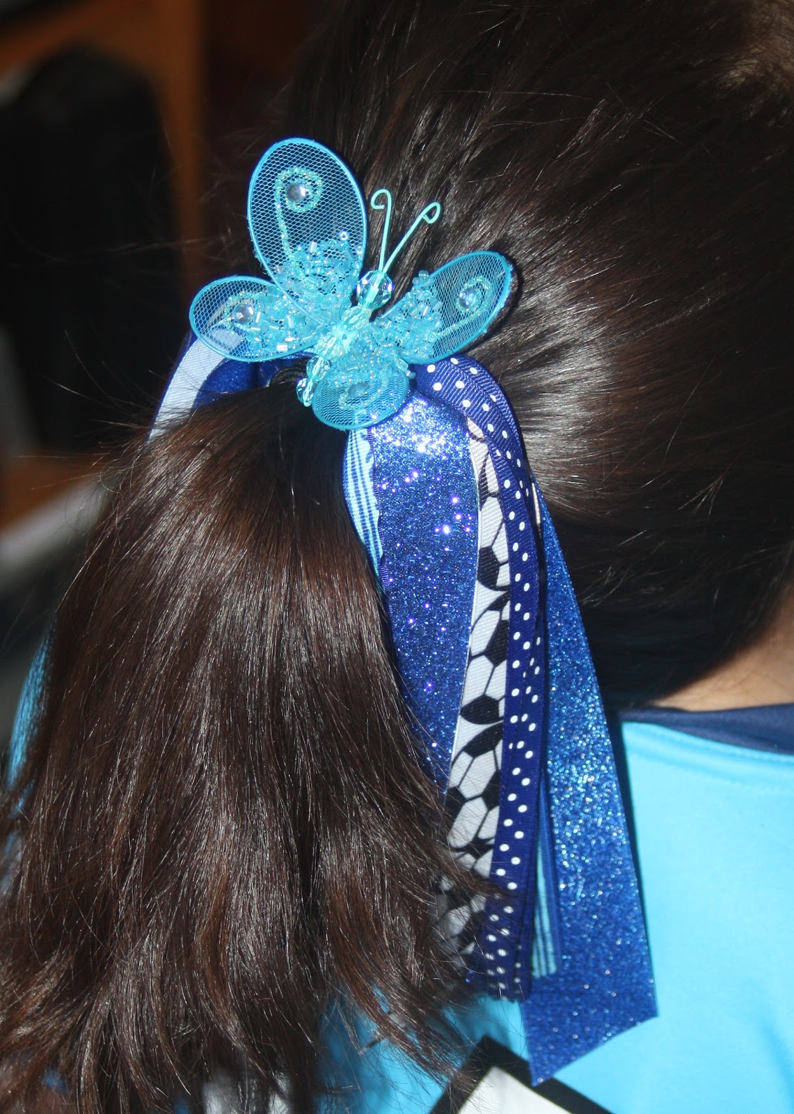 Dirt Diva Boutique Blue Butterflies Soccer Hair Streamers