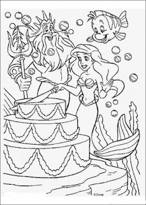 Mermaid Birthday Party Coloring Pages