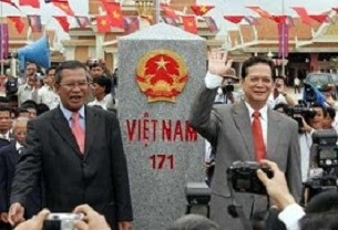 Faked Vietnamese border markers inside Cambodia.