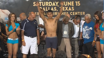 Garcia vs. Lopez Weigh-In: Garcia is two-pounds over the featherwight
limit and looks so drain