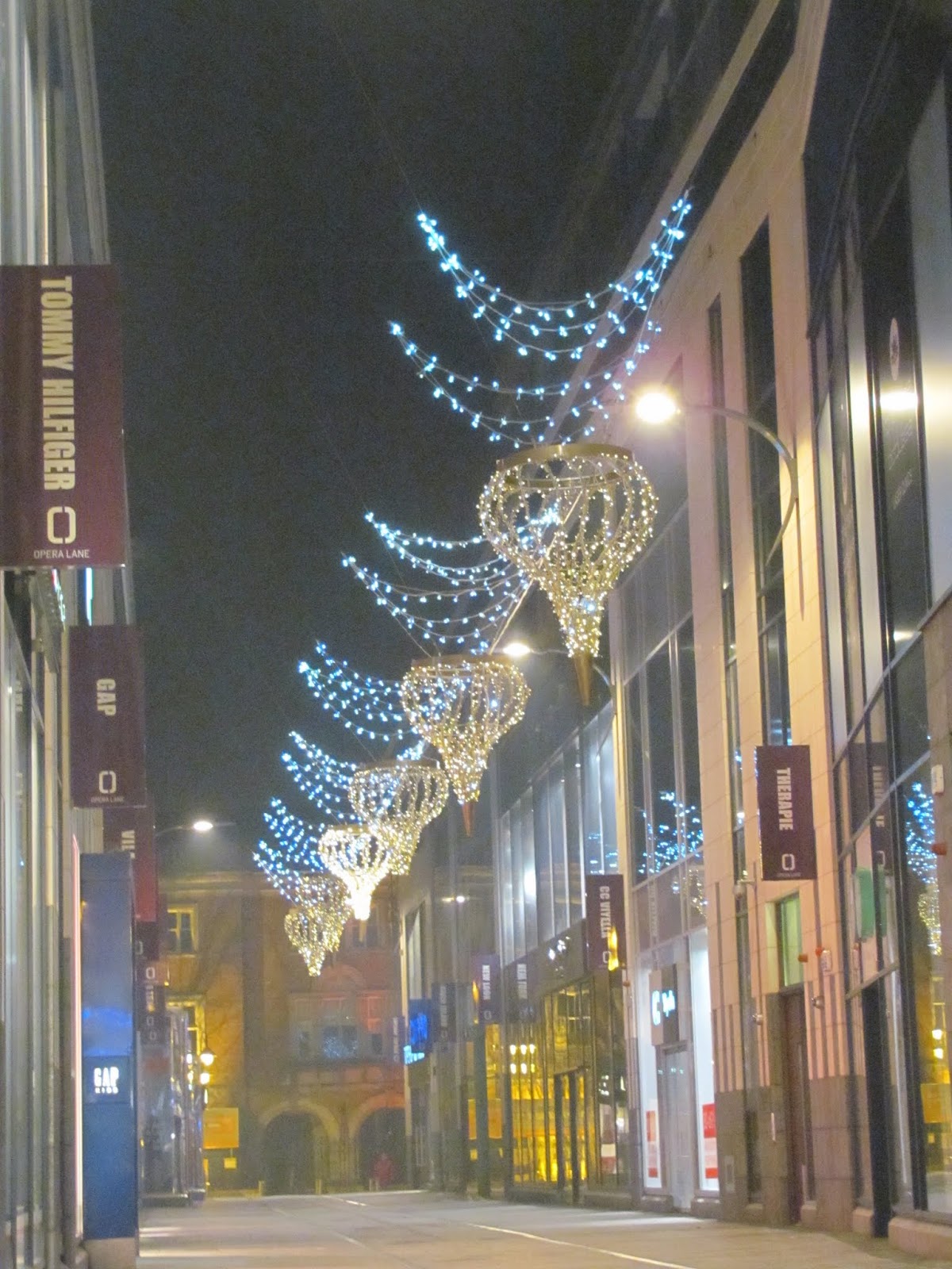 Light Ornaments Light ornaments on the street in Cork, Ireland on Christmas night